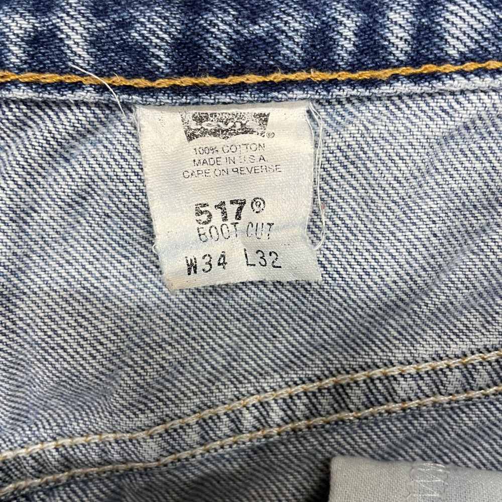 Levi's 517 Boot Cut Jeans Mens 34x32 Blue Vintage USA Made Denim - Picture 7 of 12
